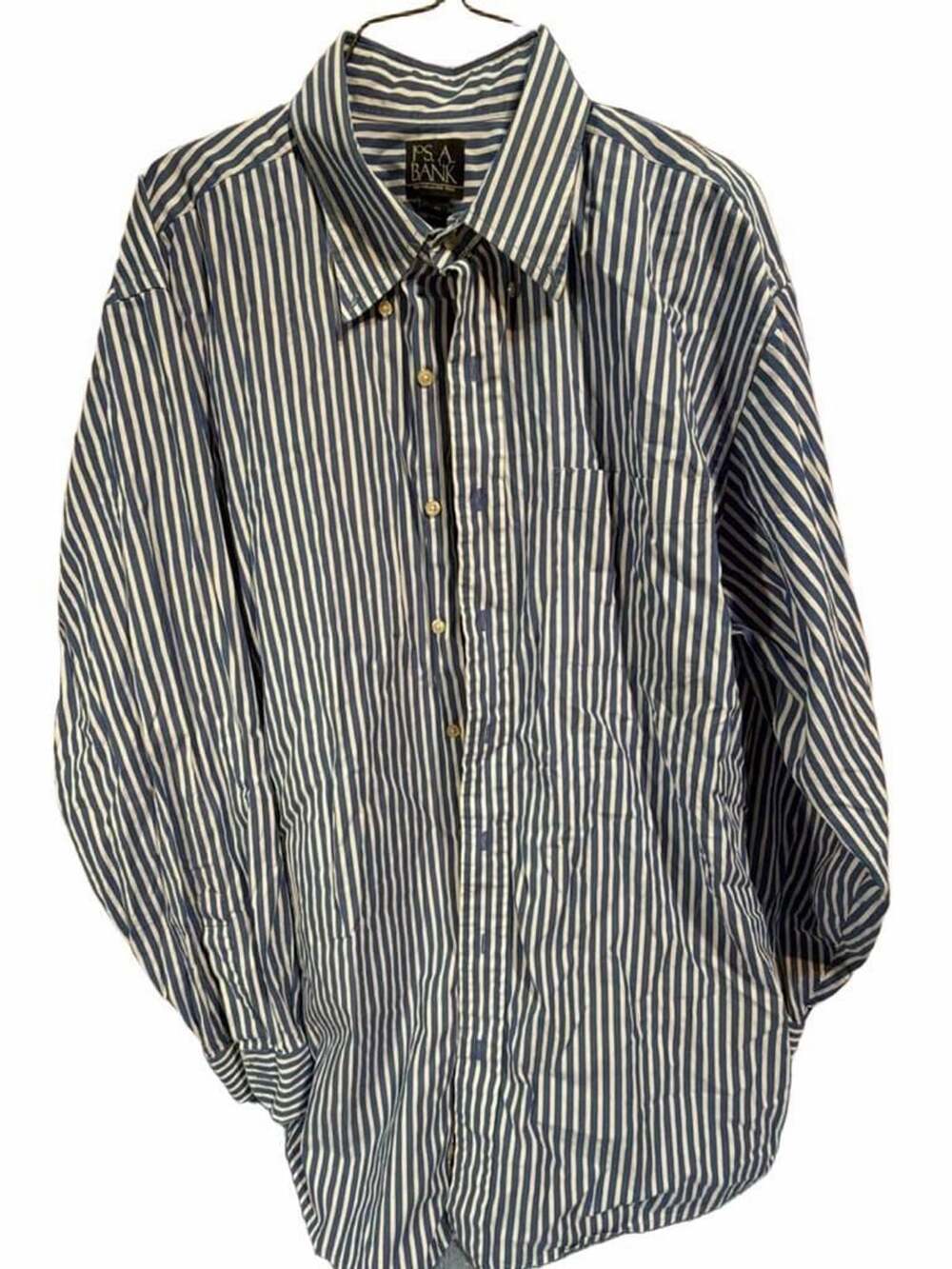 Jos. A. Bank Button Down Shirt Size 17-36 Blue White Stripe